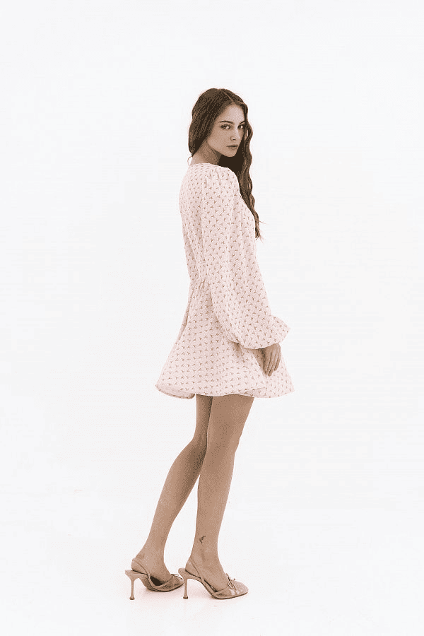 Сукня з білим комірцем пудрова в квітку МБПЛ 14.08 № 4