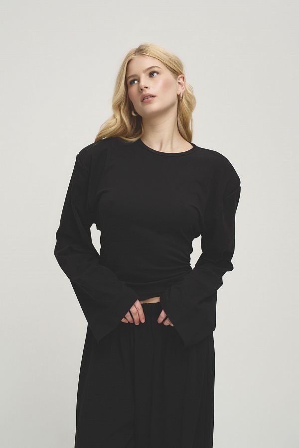 Костюм з лонгслівом на шнурівці та широкими штанами чорний SET-LONG/1 #RU# Костюм с лонгсливом на шнуровке и широкими брюками SET-LONG/1 № 7