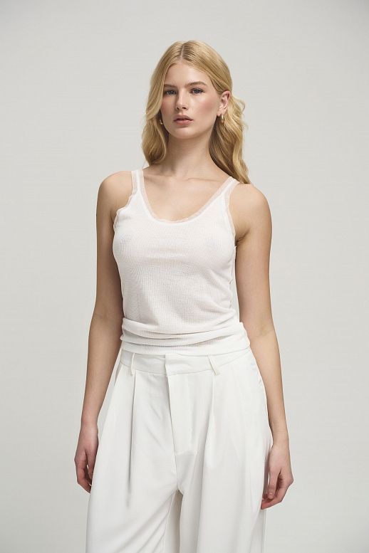 Майка на бретелях молочна - №2