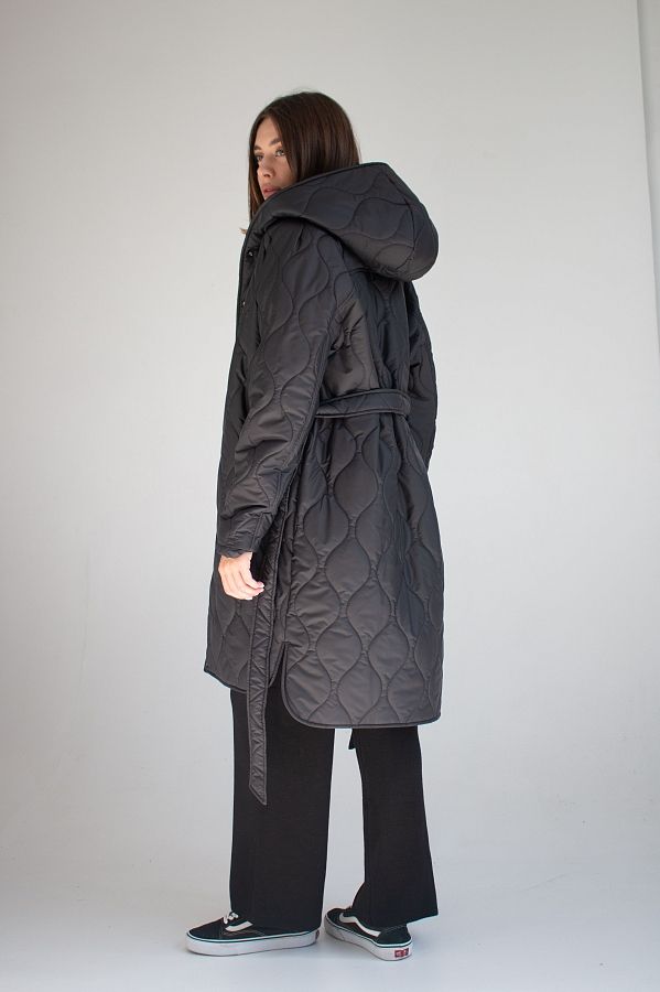 Куртка стьобана з капюшоном чорна МБПТ002/3 #RU# Куртка стеганная зимняя с черным капюшоном. МБПТ002/3 № 3