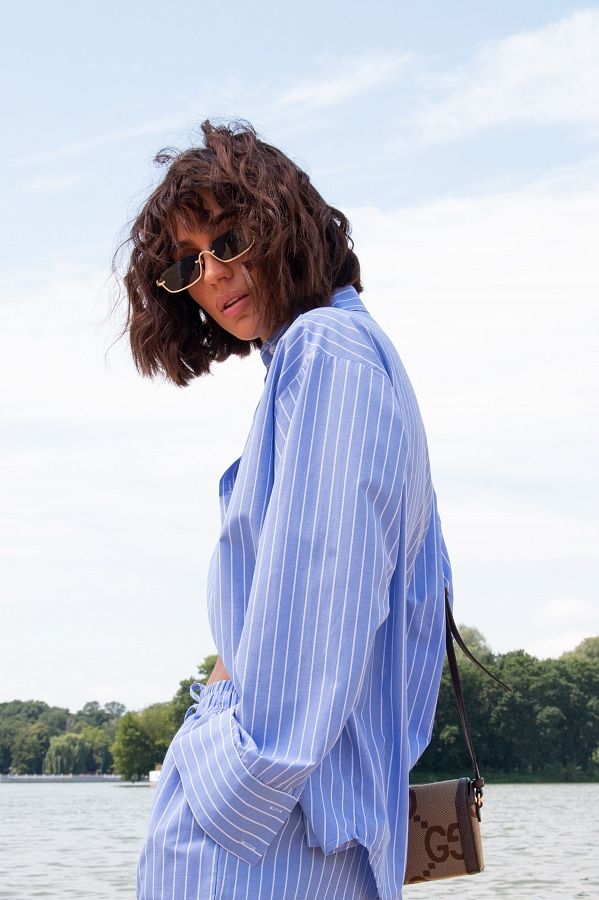 Костюм у смужку блакитний TR07 #RU# Костюм в полоску голубой TR07 № 4