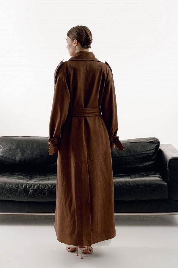Тренч максі замшевий коричневий PREMT/02 № 6