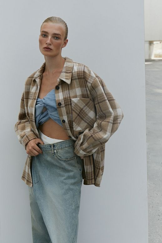 Сорочка утеплена беж - №2