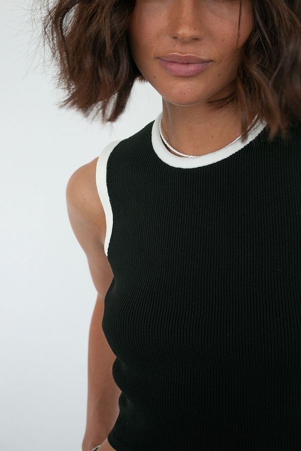 Майка трикотажна чорна з білим коміром TR03/1 #RU# Майка трикотажная черная с белым воротником TR03/1 № 2