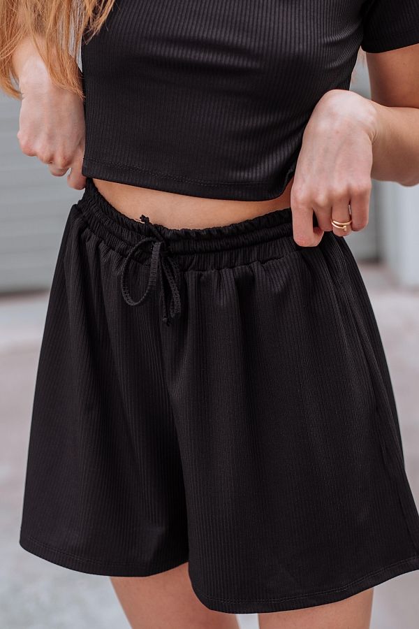 Костюм рубчик футболка з шортами чорний Н1021/13 #RU# Костюм рубчик футболка с шортами черный Н1021/13 № 4