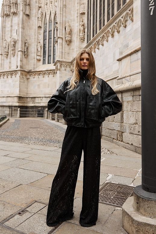 Куртка oversize шкіряна чорна