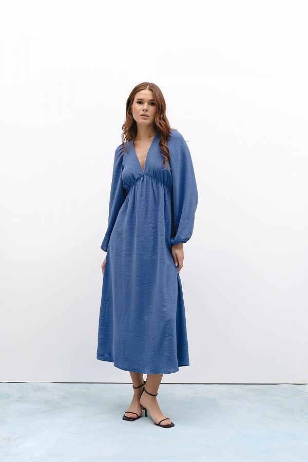 Сукня максі з відкритою спиною темно-синя МБПЛ003/1 № 2