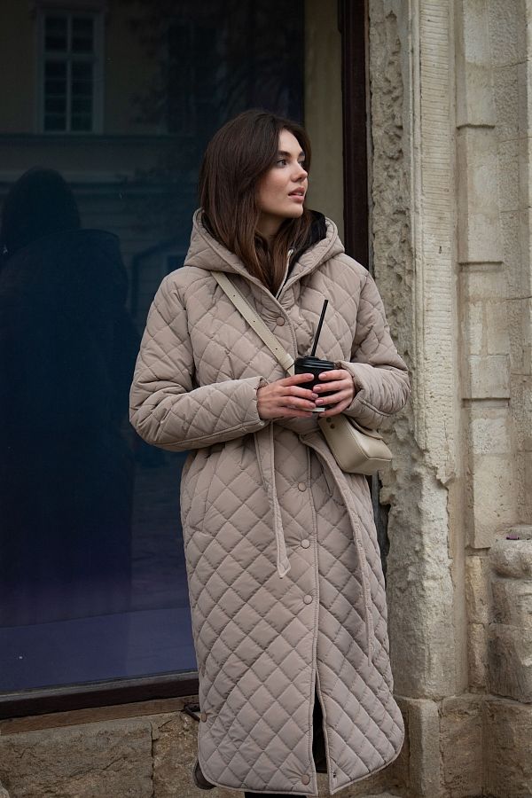 Куртка подовжена з капюшоном на кнопках бежева К0922/3 #RU# Куртка удлиненная с капюшоном на кнопках бежевая. К0922/3 № 4