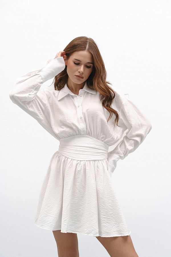 Сукня-сорочка на ґудзиках жатка молочна МБПЛ005-1 № 2