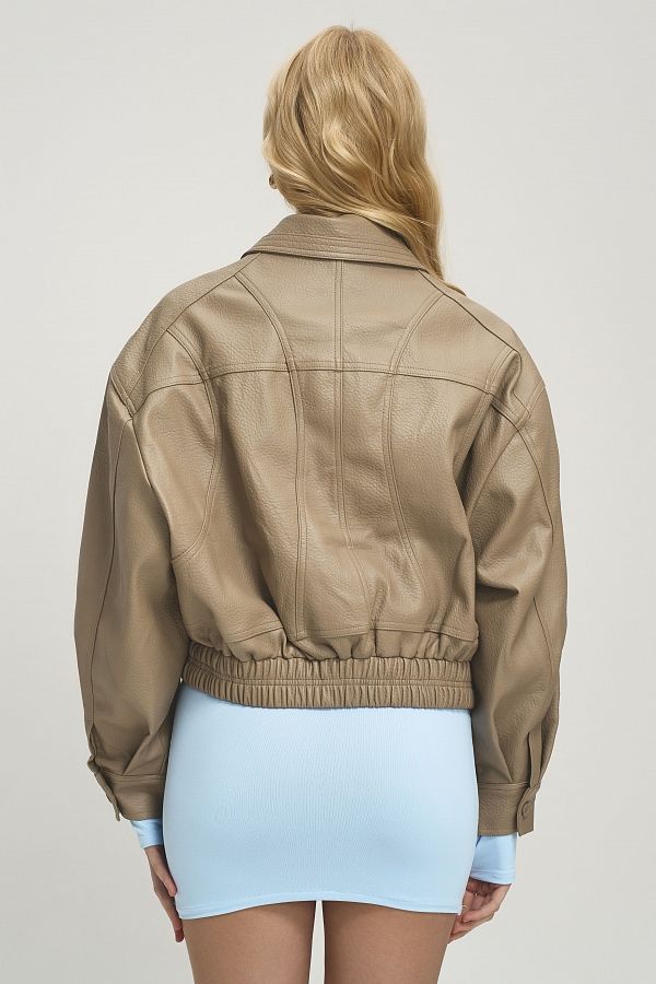 Куртка oversize шкіряна бежева URBAN-01 #RU# Куртка oversize кожаная бежевая URBAN-01 № 7