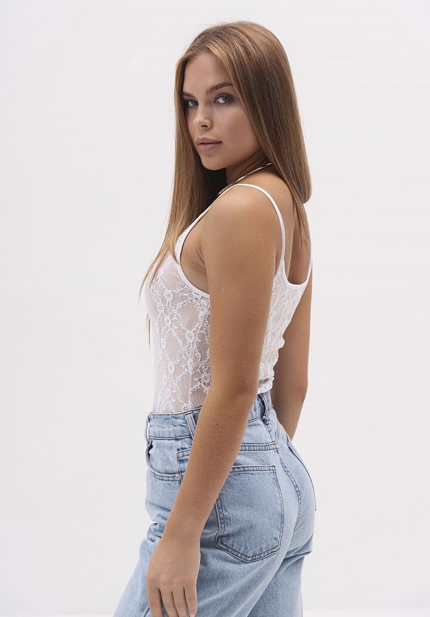 Майка мереживна на бретелях біла ММ/02 #RU# Майка кружевная на бретелях белая ММ/02 № 3