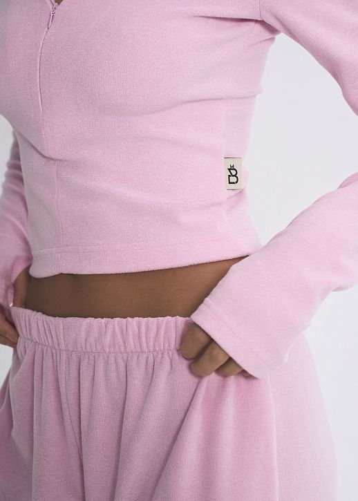 Костюм приталений із замком рожевий - №2