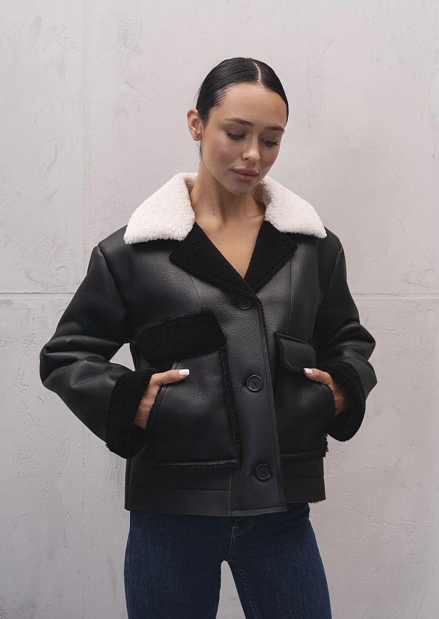 Дублянка коротка на гудзиках чорна DKG/02 № 3