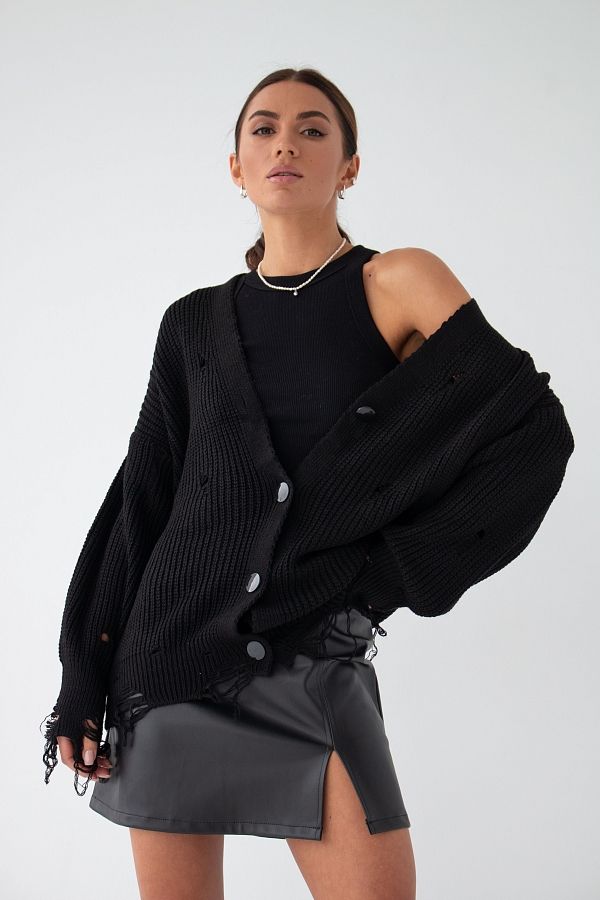 Кардиган на ґудзиках чорний CR-27013/1 #RU# Кардиган на пуговицах черный CR-27013/1 № 2