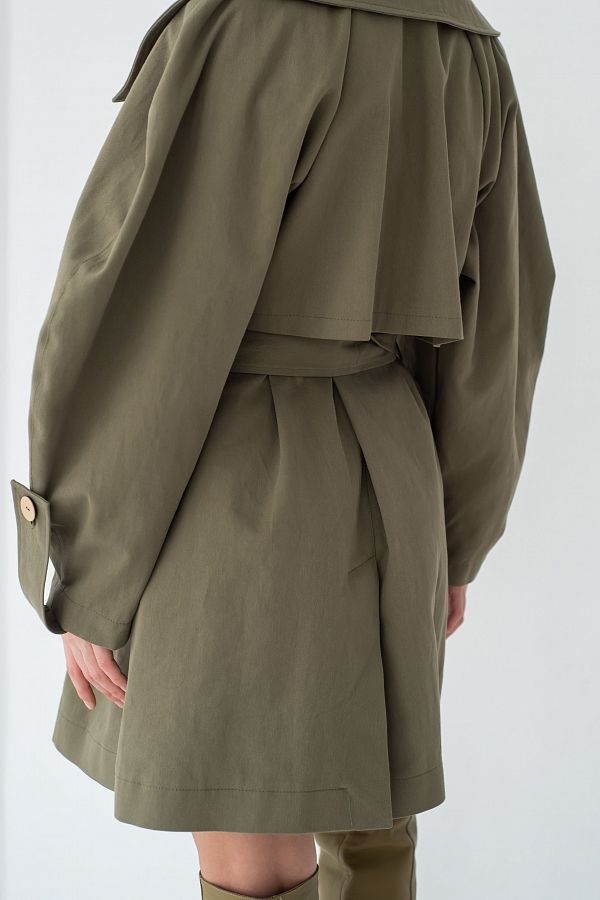 Тренч котоновий короткий хакі С0122/1 #RU# Тренч котоновый короткий хаки (нет в наличии) С0122/1 № 5