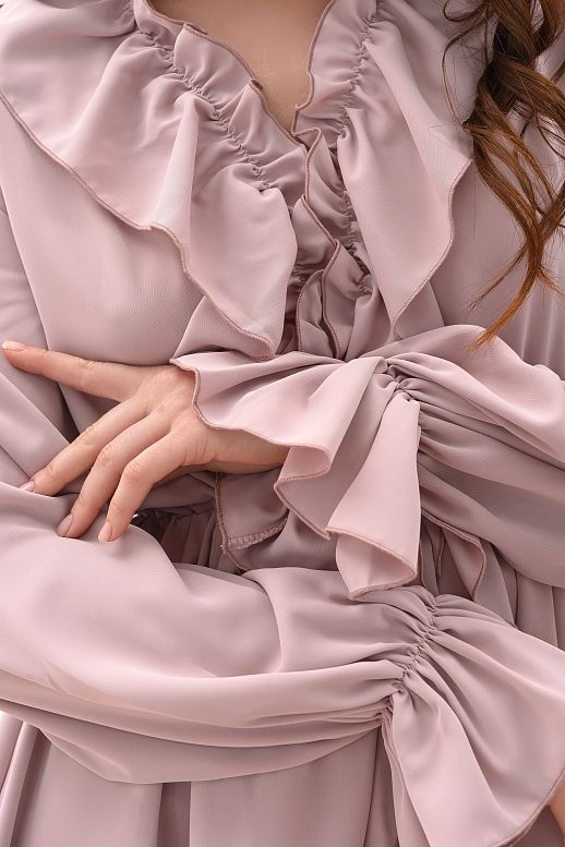 Сукня міні з воланами рожева