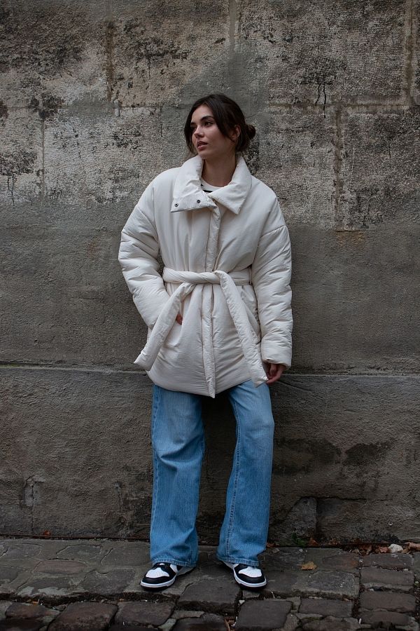 Куртка з поясом на застібці молочна  К0422/1 #RU# Куртка с поясом на застежке молочная (нет в наличии) К0422/1 № 4