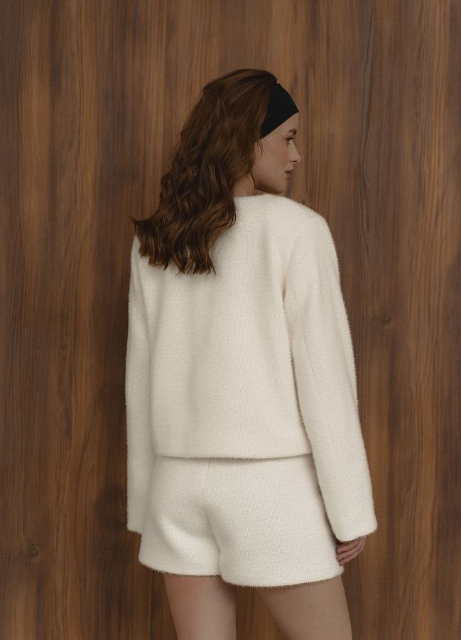 Піджак короткий альпака з гудзиками молочний PDZAL25M № 4