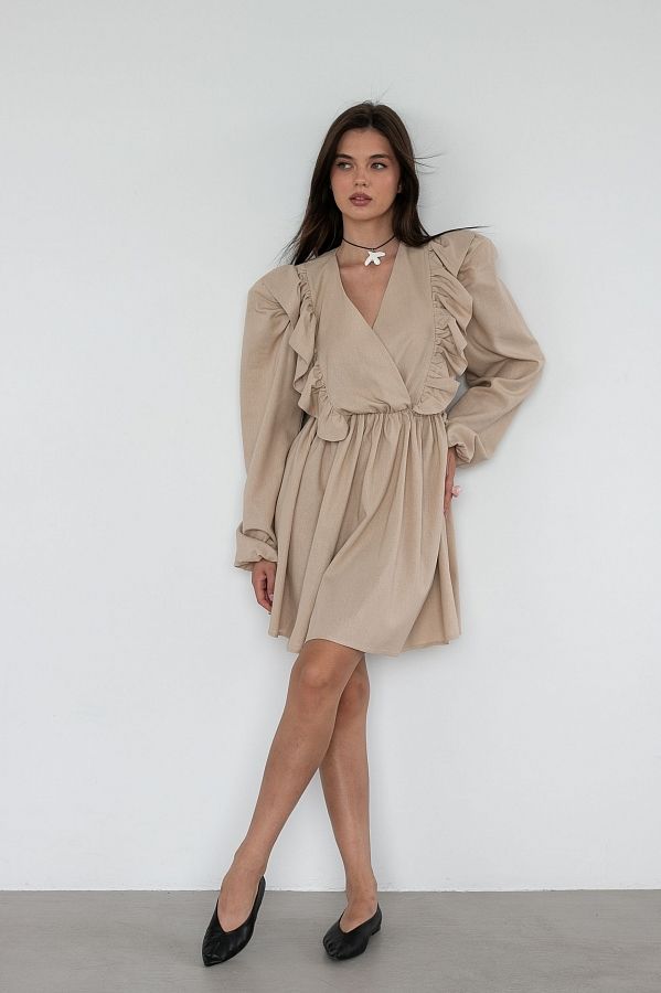 Сукня льон з воланами бежева VL3032/4 № 1