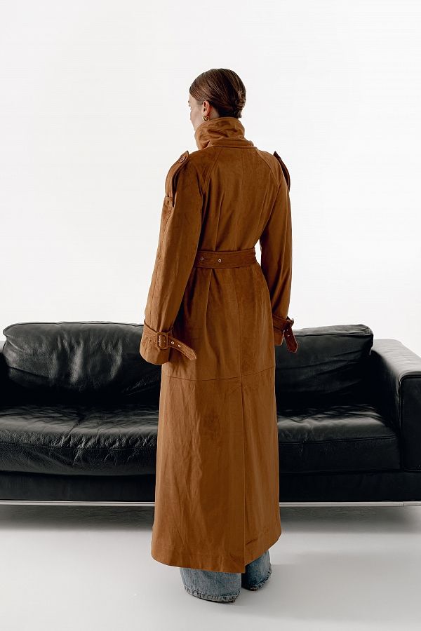 Тренч максі замшевий рудий PREMT/01 № 3