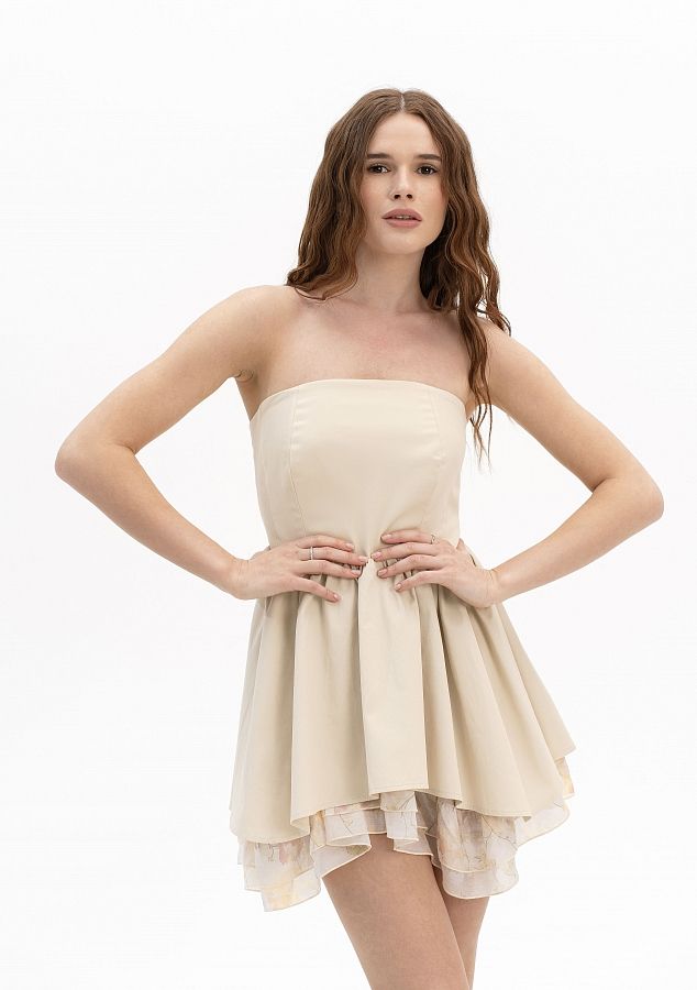 Сукня-корсет з органзою бежева СКО/1 № 3