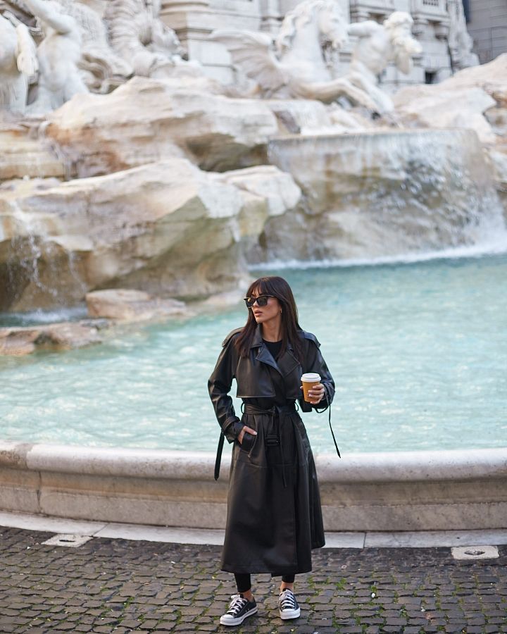 Тренч з екошкіри на замші чорний С0321/9 #RU# Тренч из экокожи на замше черный С0321/9 № 5