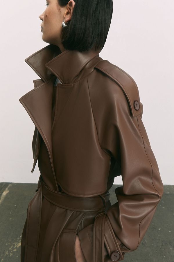 Тренч з екошкіри на замші коричневий С0321/12 #RU# Тренч из экокожи коричневый  С0321/12 № 4