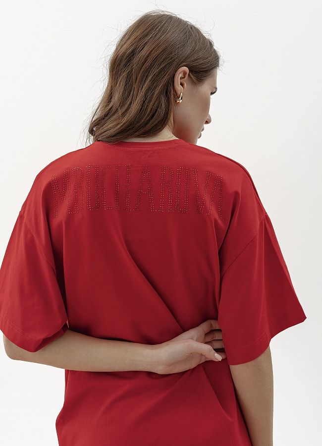 Футболка зі стразами MBocharova червона FB202411/3 #RU# Футболка со стразами MBocharova красная FB202411/3 № 2