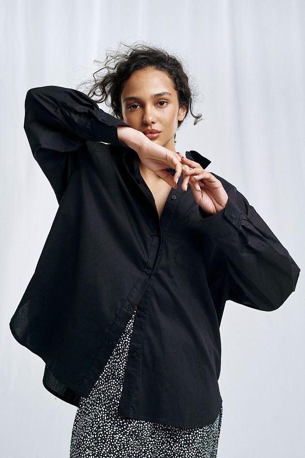 Сорочка котонова класична чорна МБСЧ001/7 #RU# Рубашка котоновая классическая черная МБСЧ001/7 № 1