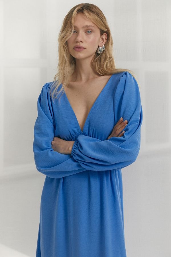 Сукня максі з відкритою спиною блакитна МБПЛ003/1 № 3