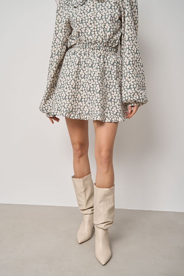 Костюм з бавовни сорочка та спідниця темно-зелений МБКТ002 № 4