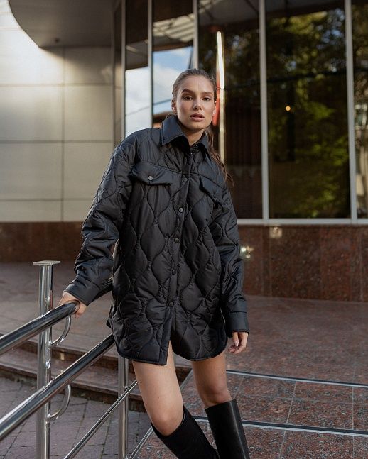 Куртка-сорочка на кнопках чорна