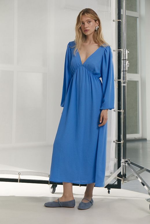 Сукня максі з відкритою спиною блакитна