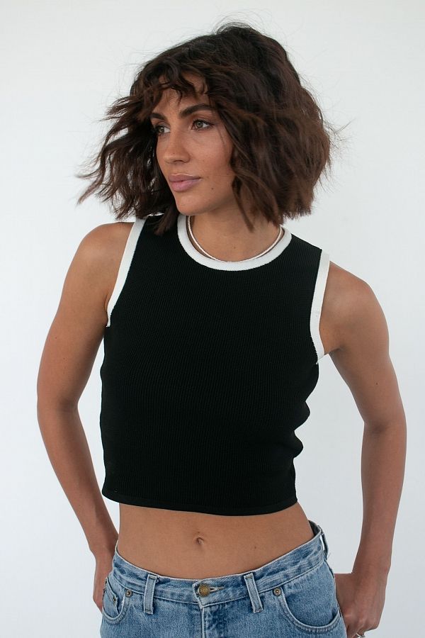 Майка трикотажна чорна з білим коміром TR03/1 #RU# Майка трикотажная черная с белым воротником TR03/1 № 1