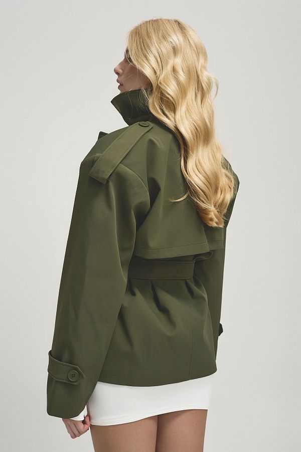 Тренч вкорочений котоновий оливковий PREM/05 #RU# Тренч укороченный котоновый оливковый PREM/05 № 7