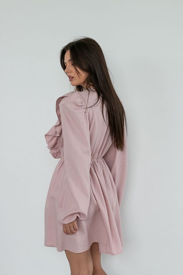 Сукня льон з воланами пудра VL3032/3 № 4