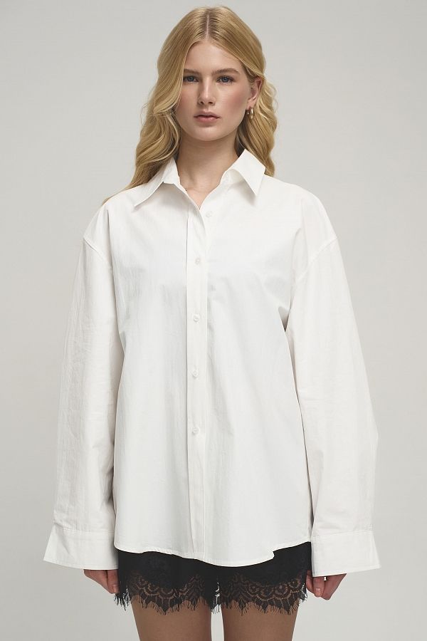 Сорочка класична вільного крою молочна SH-CLASSIC/01 #RU# Рубашка классическая свободного кроя молочная SH-CLASSIC/01 № 3