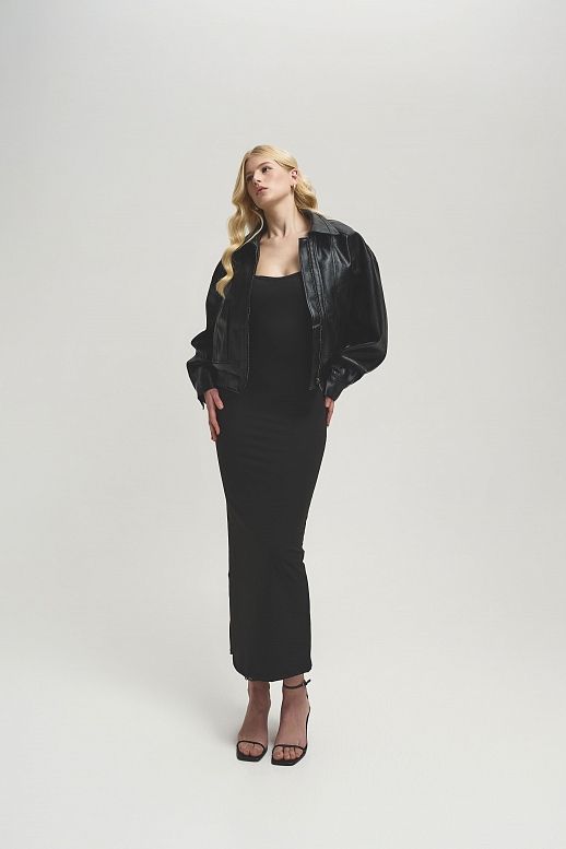 Куртка oversize шкіряна чорна - №2