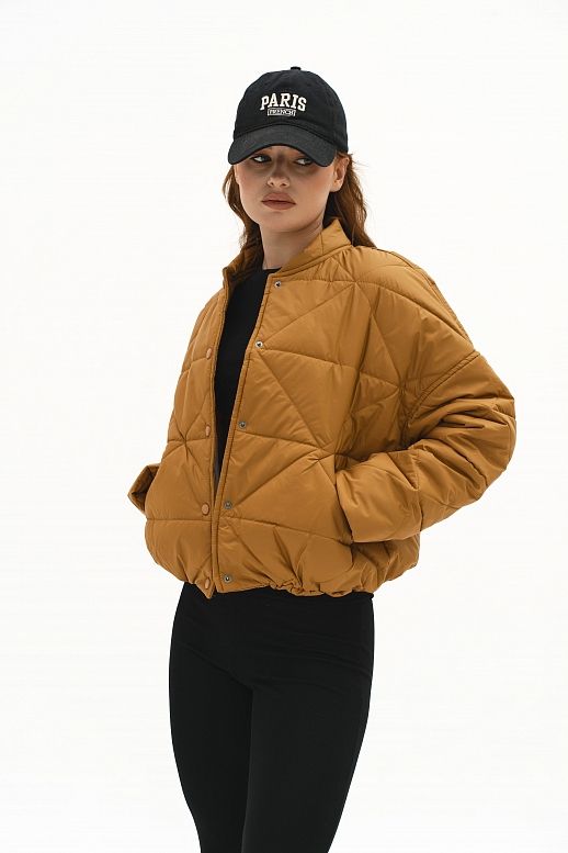 Бомбер на кнопках гірчичний - №2