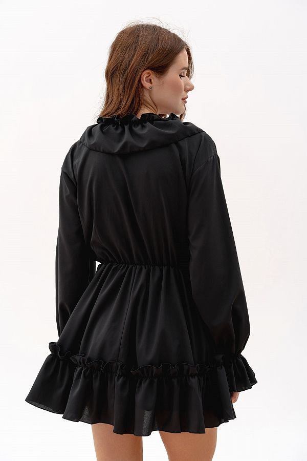 Сукня міні з воланами чорна МБПЛ 12.08 № 3