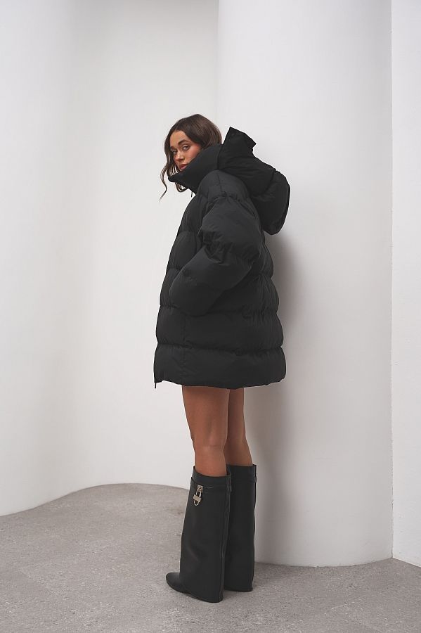 Пуховик зимовий подовжений чорний KZR25POD/4 #RU# Пуховик зимний удлиненный черный KZR25POD/4 № 3