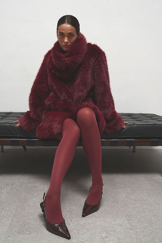 Шубка подовжена еко-норка бордова