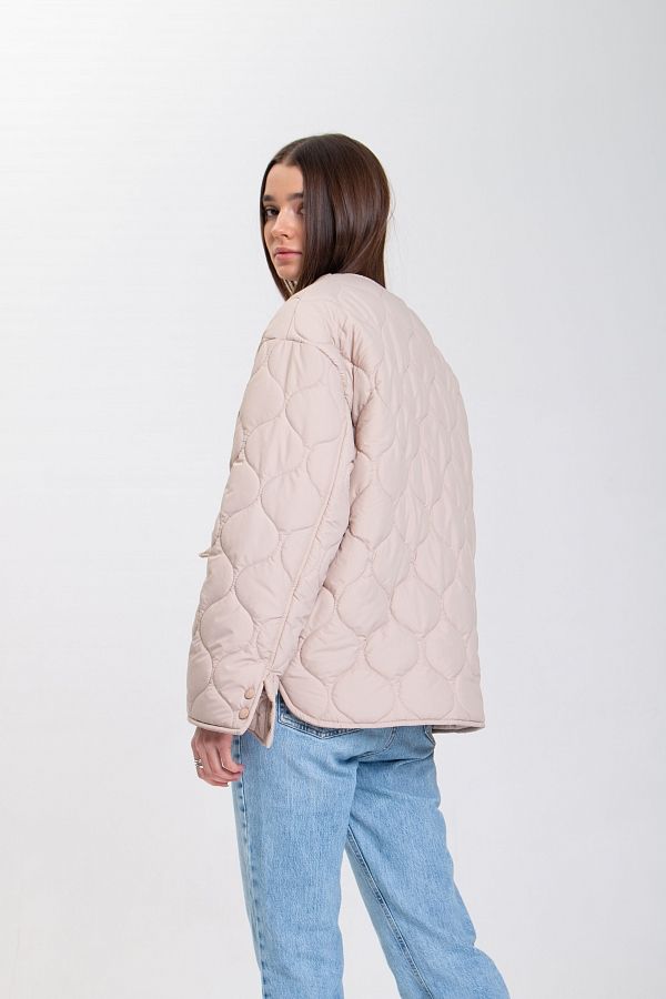 Куртка на кнопках з кишенями візерунок хвилька бежева К0423/5 #RU# Куртка на кнопках с карманами узор волна беж К0423/5 № 2