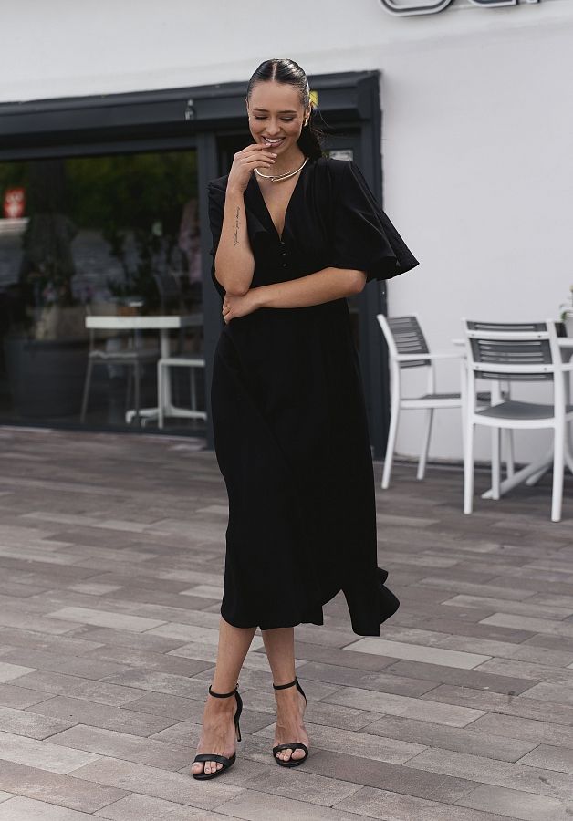 Сукня міді з трьома гудзиками чорна ЧТ10/1 № 1