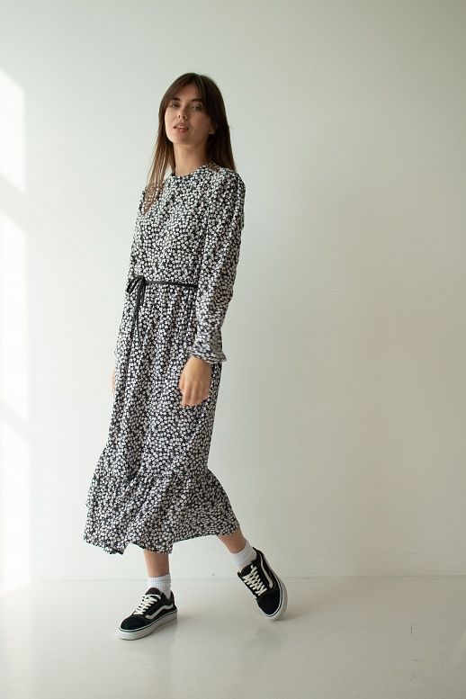 Сукня міді з рюшею чорна - №2