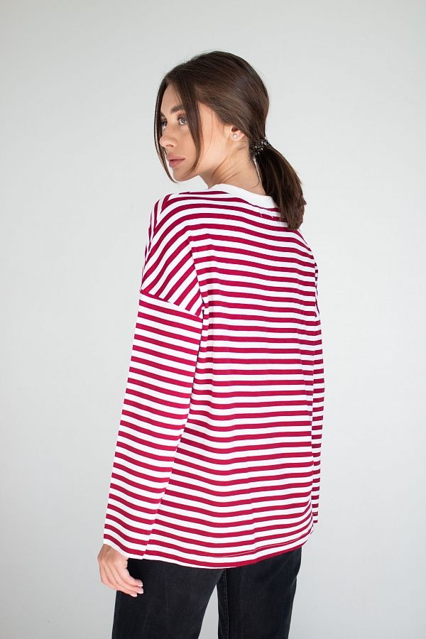 Лонгслів у смужку бордовий MBKC004/3 #RU# Лонгслив в полоску бордовый MBKC004/3 № 3