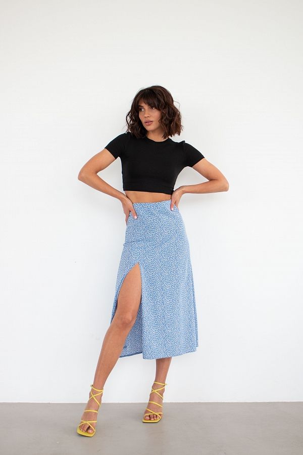 Спідниця міді з роспіркою блакитна СП001/4 #RU# Юбка миди с распоркой голубая СП001/4 № 1