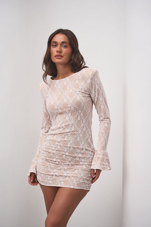 Сукня міні мереживна приталена біла МС/02 № 3