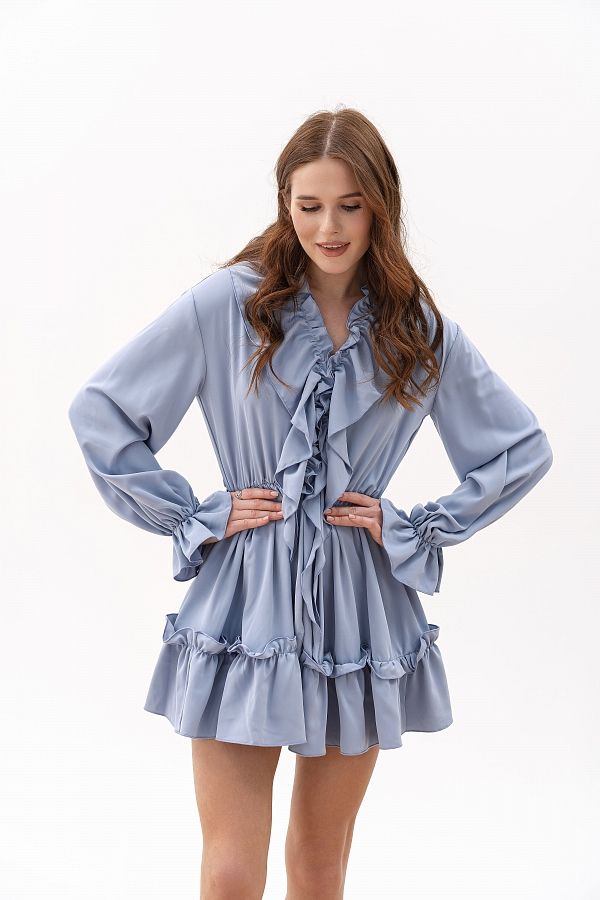 Сукня міні з воланами блакитна 2 МБПЛ 12.08 № 2