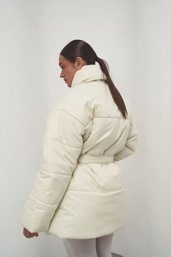 Пуховик подовжений під пояс преміум молочний PUHPRK01/03 #RU# Пуховик удлиненный под пояс премиум молочный PUHPRK01/03 № 4